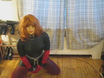 Fetish Trans - Cuffed And Chained Doll In Catsuit